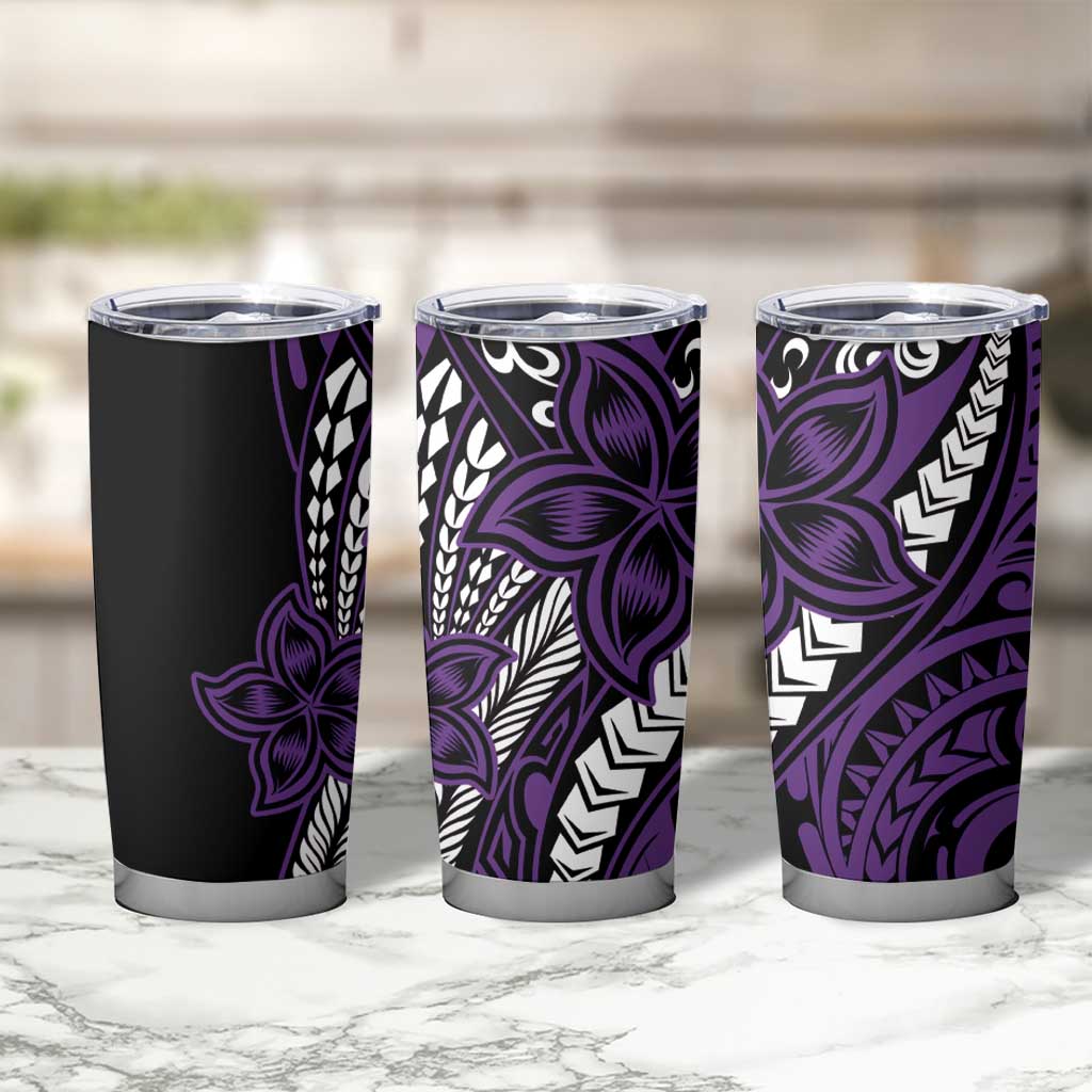 Polynesian Plumeria Floral Tattoo Pattern Tumbler Cup Purple Style LT9 - Polynesian Pride