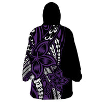 Polynesian Plumeria Floral Tattoo Pattern Wearable Blanket Hoodie Purple Style LT9 - Polynesian Pride