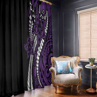 Polynesian Plumeria Floral Tattoo Pattern Window Curtain Purple Style LT9 - Polynesian Pride