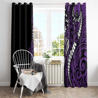 Polynesian Plumeria Floral Tattoo Pattern Window Curtain Purple Style LT9 - Polynesian Pride