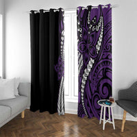 Polynesian Plumeria Floral Tattoo Pattern Window Curtain Purple Style LT9 With Grommets Purple - Polynesian Pride