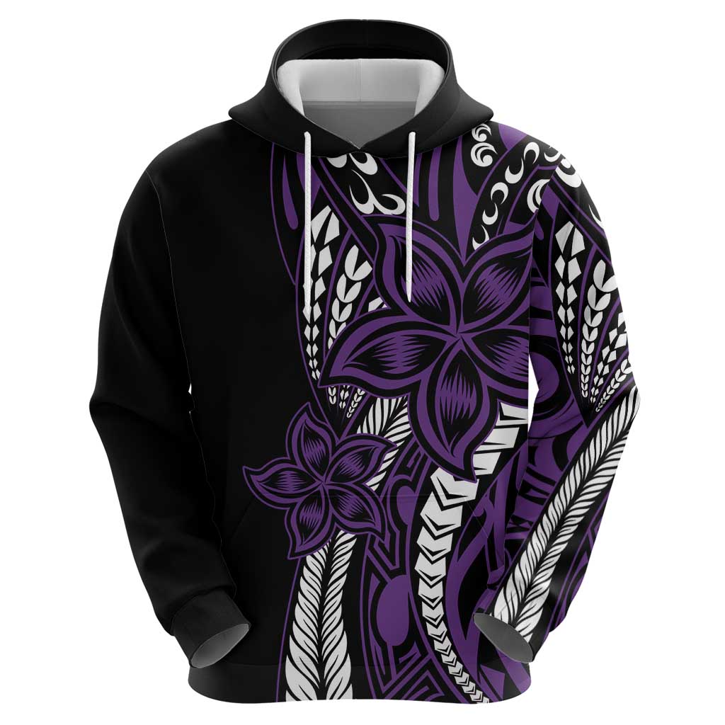 Polynesian Plumeria Floral Tattoo Pattern Zip Hoodie Purple Style