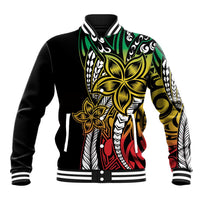 Polynesian Plumeria Floral Tattoo Pattern Baseball Jacket Reggae Style LT9 Unisex Reggae - Polynesian Pride