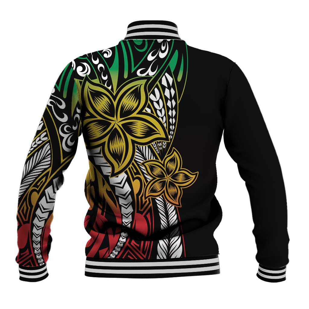 Polynesian Plumeria Floral Tattoo Pattern Baseball Jacket Reggae Style LT9 - Polynesian Pride