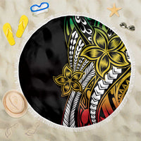 Polynesian Plumeria Floral Tattoo Pattern Beach Blanket Reggae Style LT9 One Size 150cm Reggae - Polynesian Pride