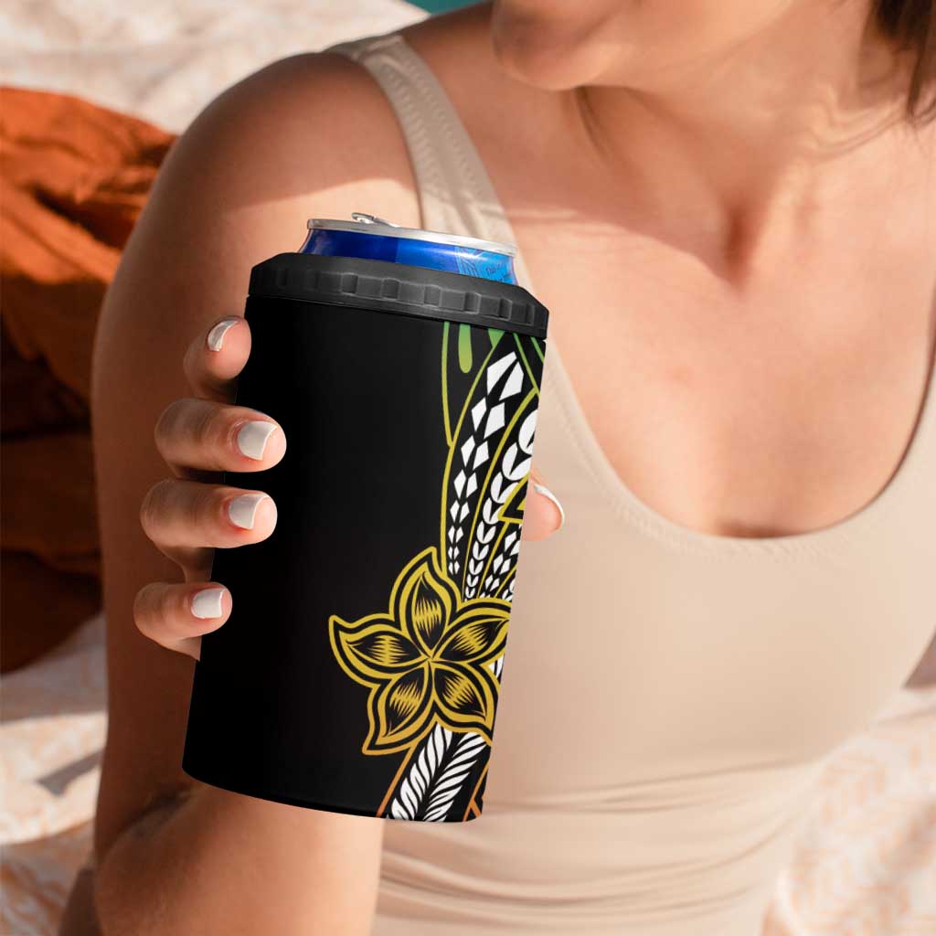 Polynesian Plumeria Floral Tattoo Pattern 4 in 1 Can Cooler Tumbler Reggae Style LT9 - Polynesian Pride