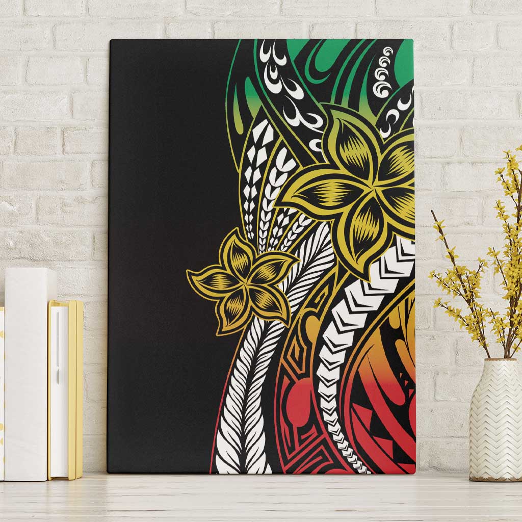 Polynesian Plumeria Floral Tattoo Pattern Canvas Wall Art Reggae Style LT9 Without Frame Reggae - Polynesian Pride
