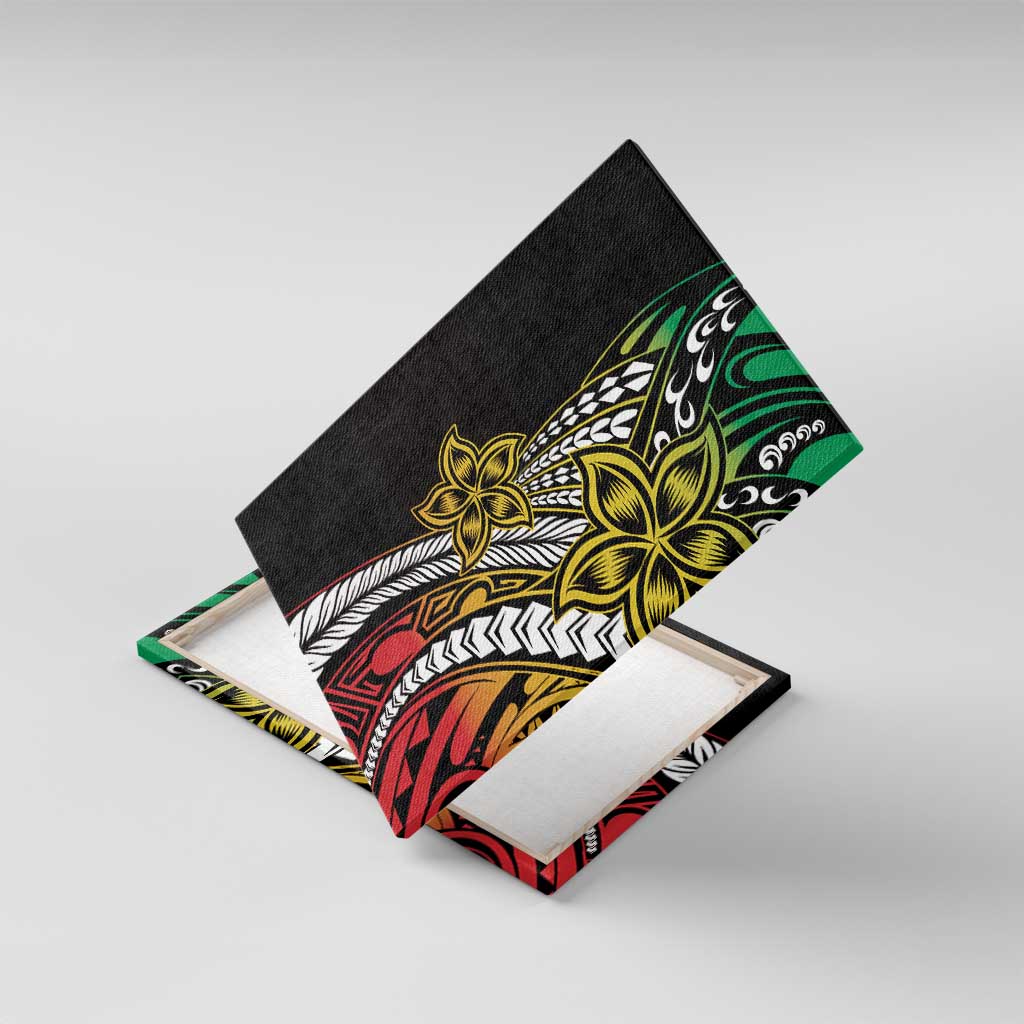 Polynesian Plumeria Floral Tattoo Pattern Canvas Wall Art Reggae Style LT9 With Frame Reggae - Polynesian Pride