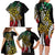 Polynesian Plumeria Floral Tattoo Pattern Family Matching Long Sleeve Bodycon Dress and Hawaiian Shirt Reggae Style