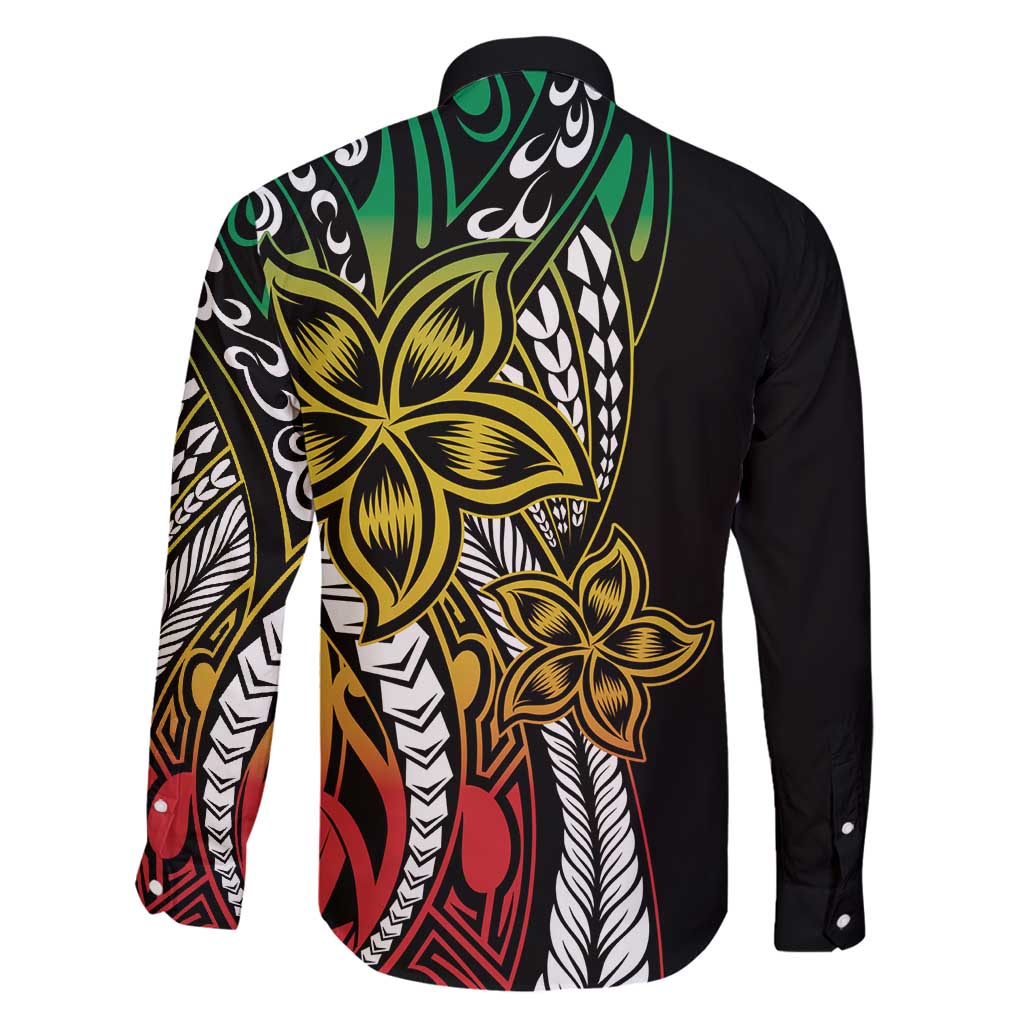 Polynesian Plumeria Floral Tattoo Pattern Family Matching Mermaid Dress and Hawaiian Shirt Reggae Style