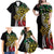 Polynesian Plumeria Floral Tattoo Pattern Family Matching Off Shoulder Maxi Dress and Hawaiian Shirt Reggae Style