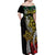 Polynesian Plumeria Floral Tattoo Pattern Family Matching Off Shoulder Maxi Dress and Hawaiian Shirt Reggae Style