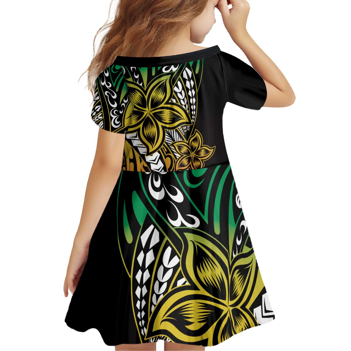 Polynesian Plumeria Floral Tattoo Pattern Family Matching Off Shoulder Short Dress and Hawaiian Shirt Reggae Style LT9 - Polynesian Pride