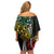 Polynesian Plumeria Floral Tattoo Pattern Family Matching Off Shoulder Short Dress and Hawaiian Shirt Reggae Style