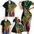 Polynesian Plumeria Floral Tattoo Pattern Family Matching Short Sleeve Bodycon Dress and Hawaiian Shirt Reggae Style