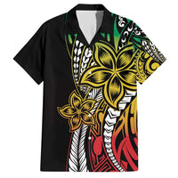 Polynesian Plumeria Floral Tattoo Pattern Family Matching Short Sleeve Bodycon Dress and Hawaiian Shirt Reggae Style
