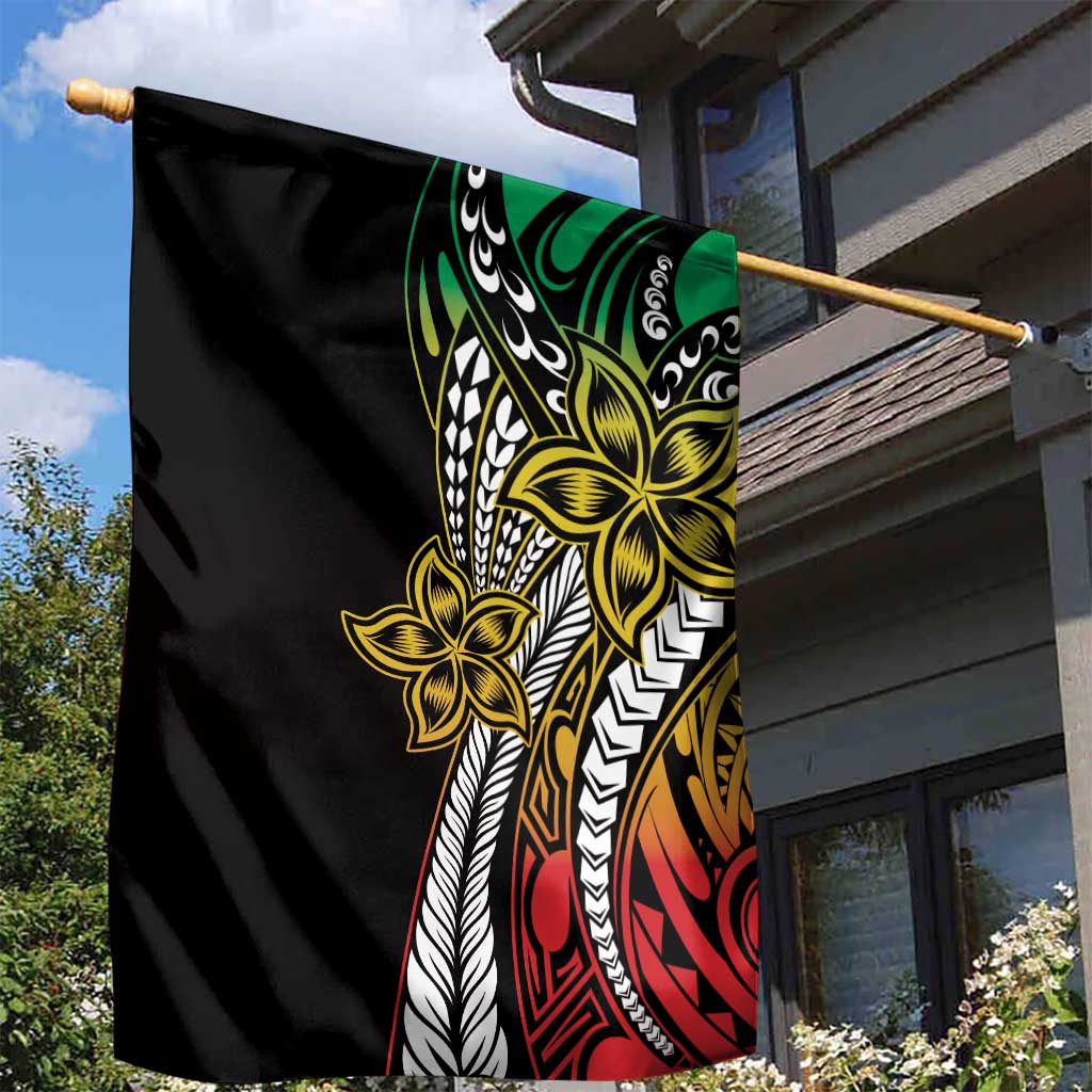 Polynesian Plumeria Floral Tattoo Pattern Garden Flag Reggae Style LT9 - Polynesian Pride