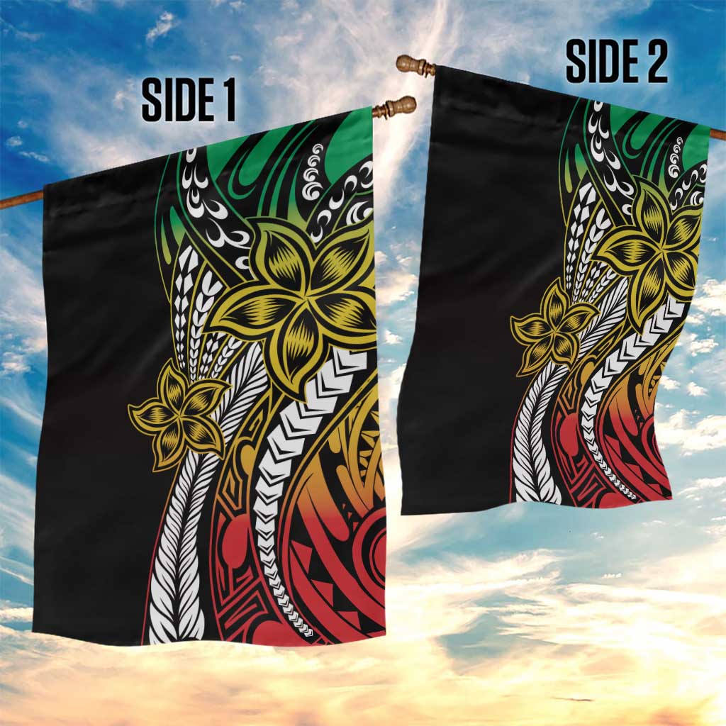 Polynesian Plumeria Floral Tattoo Pattern Garden Flag Reggae Style LT9 - Polynesian Pride