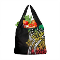 Polynesian Plumeria Floral Tattoo Pattern Grocery Bag Reggae Style LT9 1-pack One Size Reggae - Polynesian Pride