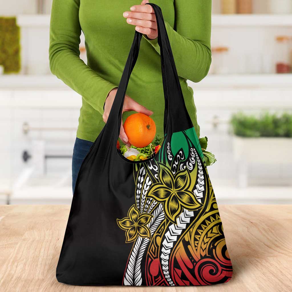 Polynesian Plumeria Floral Tattoo Pattern Grocery Bag Reggae Style LT9 - Polynesian Pride