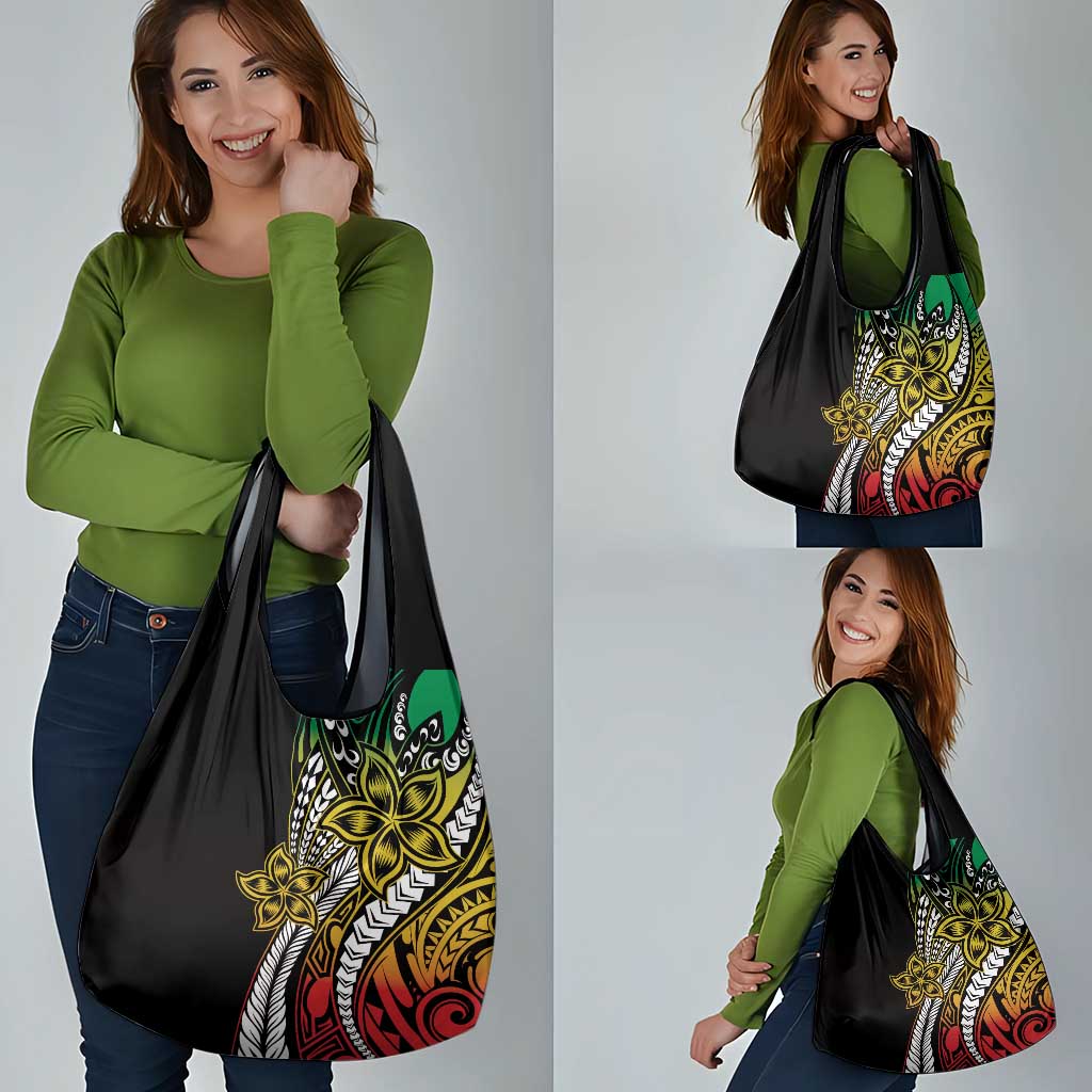Polynesian Plumeria Floral Tattoo Pattern Grocery Bag Reggae Style LT9 - Polynesian Pride