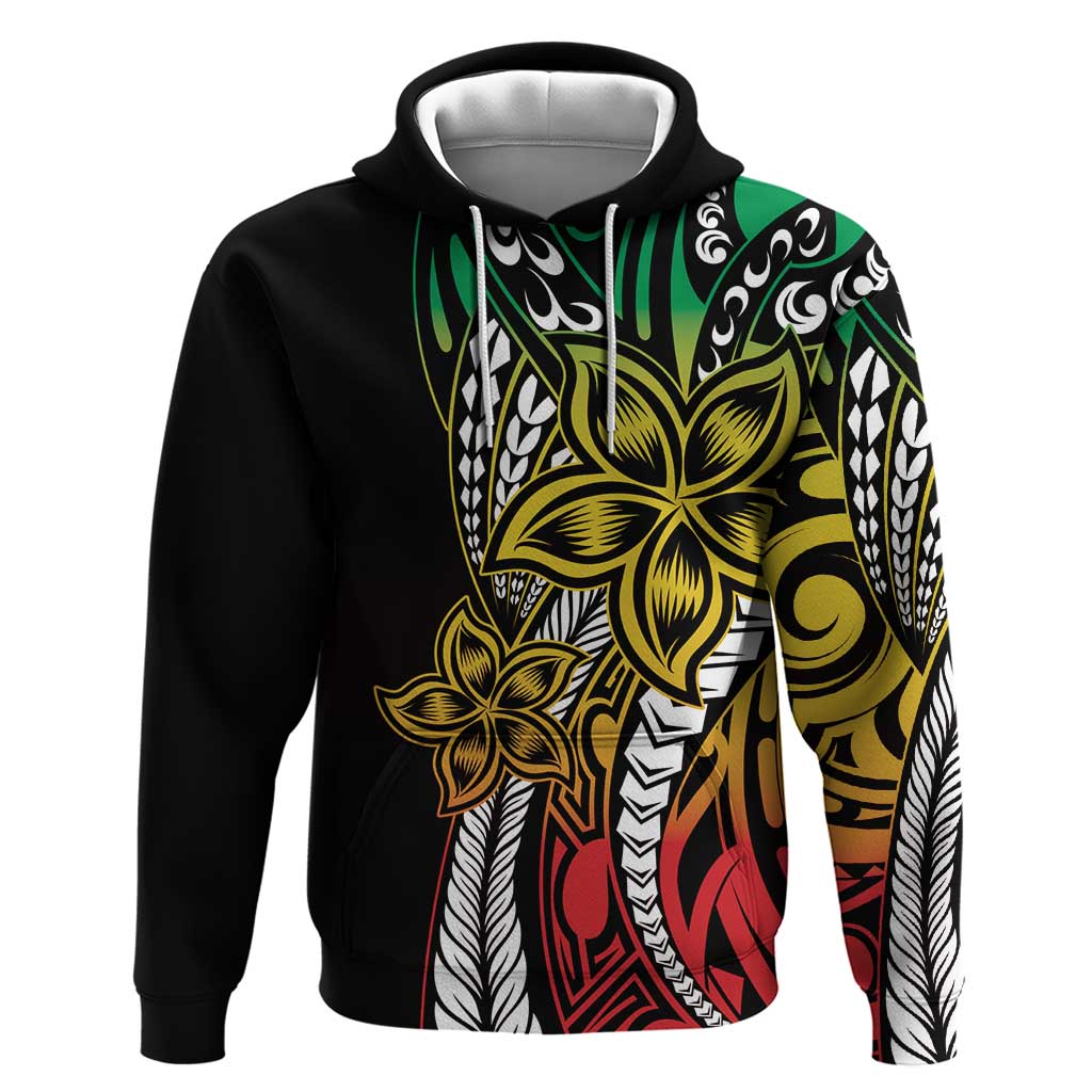 Polynesian Plumeria Floral Tattoo Pattern Hoodie Reggae Style