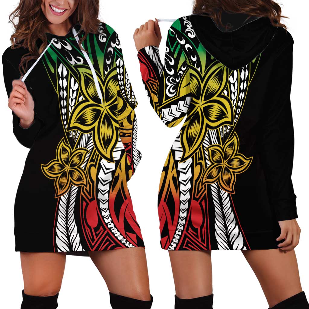 Polynesian Plumeria Floral Tattoo Pattern Hoodie Dress Reggae Style LT9 - Polynesian Pride