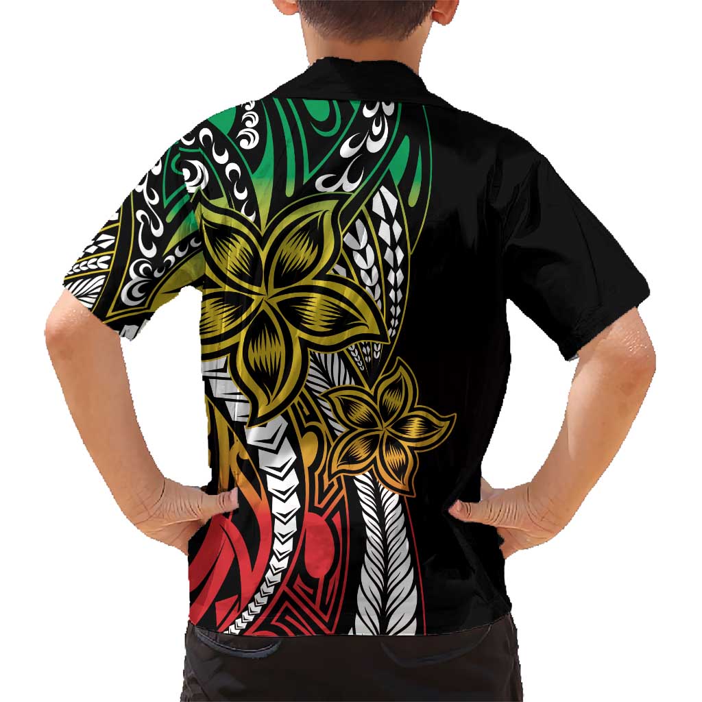 Polynesian Plumeria Floral Tattoo Pattern Kid Hawaiian Shirt Reggae Style