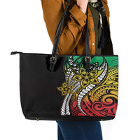 Polynesian Plumeria Floral Tattoo Pattern Leather Tote Bag Reggae Style LT9 - Polynesian Pride