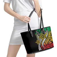 Polynesian Plumeria Floral Tattoo Pattern Leather Tote Bag Reggae Style LT9 - Polynesian Pride