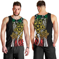 Polynesian Plumeria Floral Tattoo Pattern Men Tank Top Reggae Style LT9 - Polynesian Pride