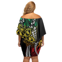 Polynesian Plumeria Floral Tattoo Pattern Off Shoulder Short Dress Reggae Style LT9 - Polynesian Pride