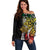 Polynesian Plumeria Floral Tattoo Pattern Off Shoulder Sweater Reggae Style