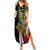 Polynesian Plumeria Floral Tattoo Pattern Summer Maxi Dress Reggae Style