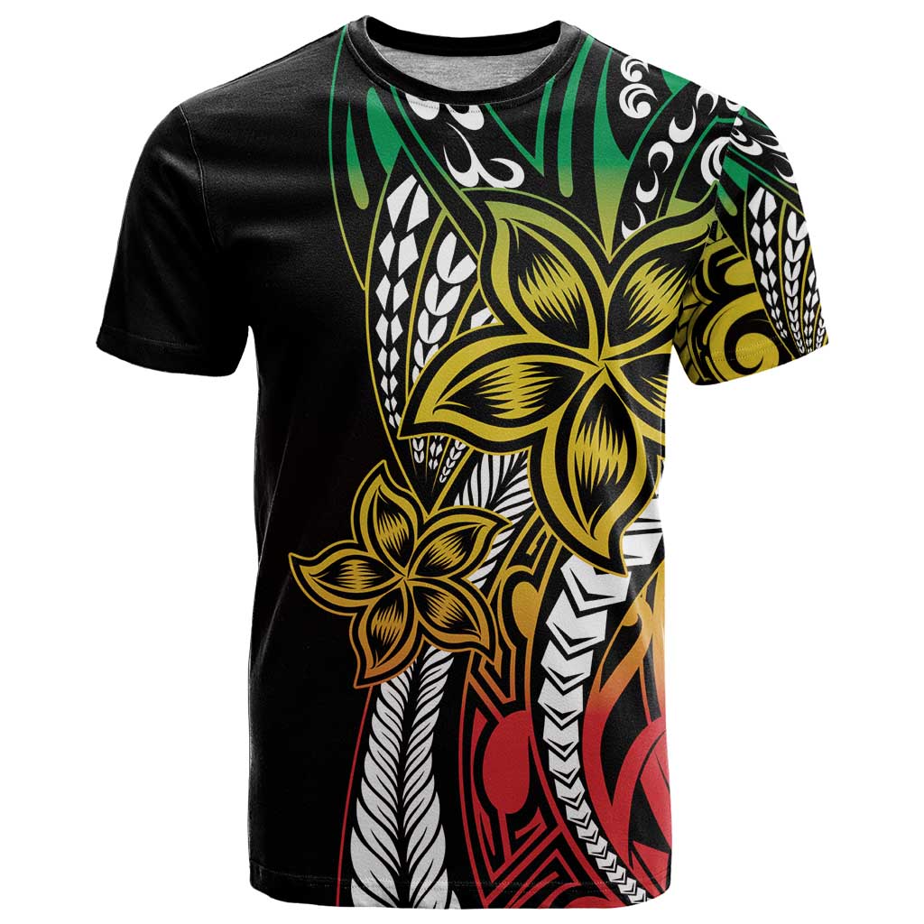 Polynesian Plumeria Floral Tattoo Pattern T Shirt Reggae Style