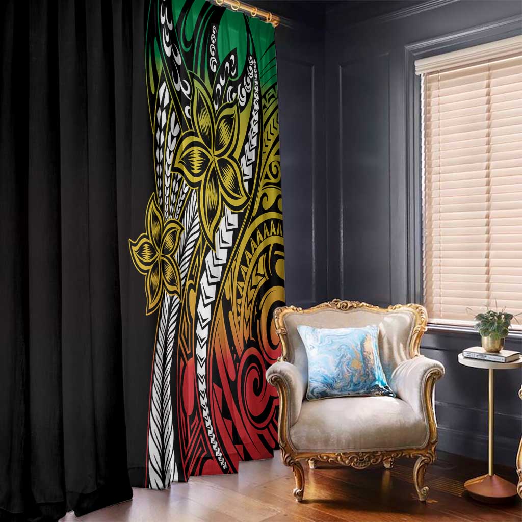 Polynesian Plumeria Floral Tattoo Pattern Window Curtain Reggae Style LT9 - Polynesian Pride