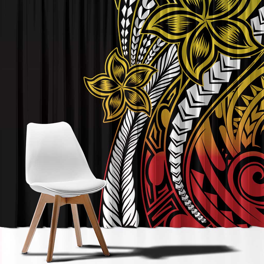 Polynesian Plumeria Floral Tattoo Pattern Window Curtain Reggae Style LT9 - Polynesian Pride