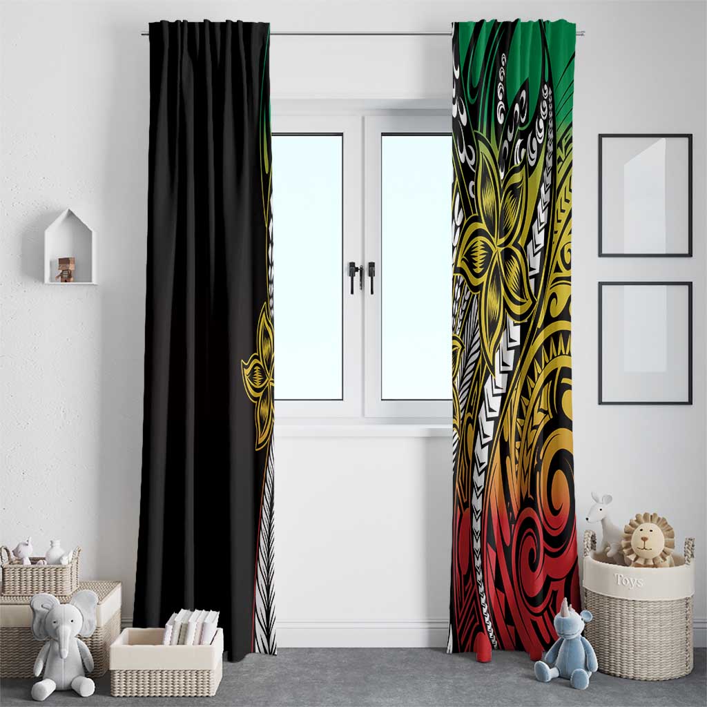 Polynesian Plumeria Floral Tattoo Pattern Window Curtain Reggae Style LT9 - Polynesian Pride