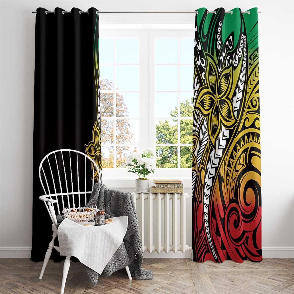 Polynesian Plumeria Floral Tattoo Pattern Window Curtain Reggae Style LT9 - Polynesian Pride