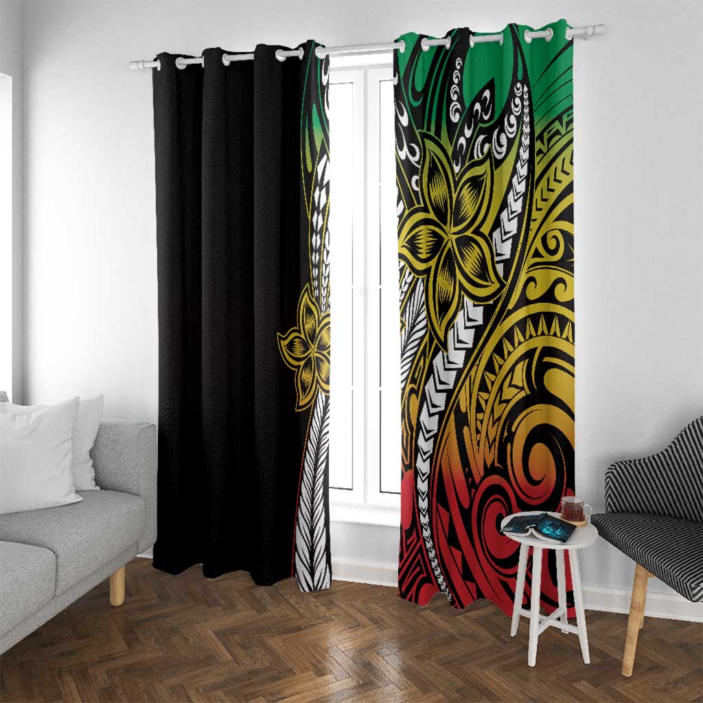 Polynesian Plumeria Floral Tattoo Pattern Window Curtain Reggae Style LT9 With Grommets Reggae - Polynesian Pride