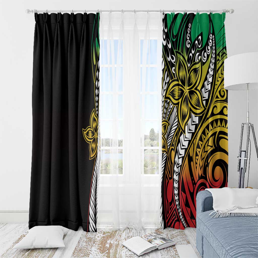 Polynesian Plumeria Floral Tattoo Pattern Window Curtain Reggae Style LT9 - Polynesian Pride