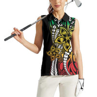 Polynesian Plumeria Floral Tattoo Pattern Women Sleeveless Polo Shirt Reggae Style