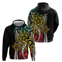 Polynesian Plumeria Floral Tattoo Pattern Zip Hoodie Reggae Style