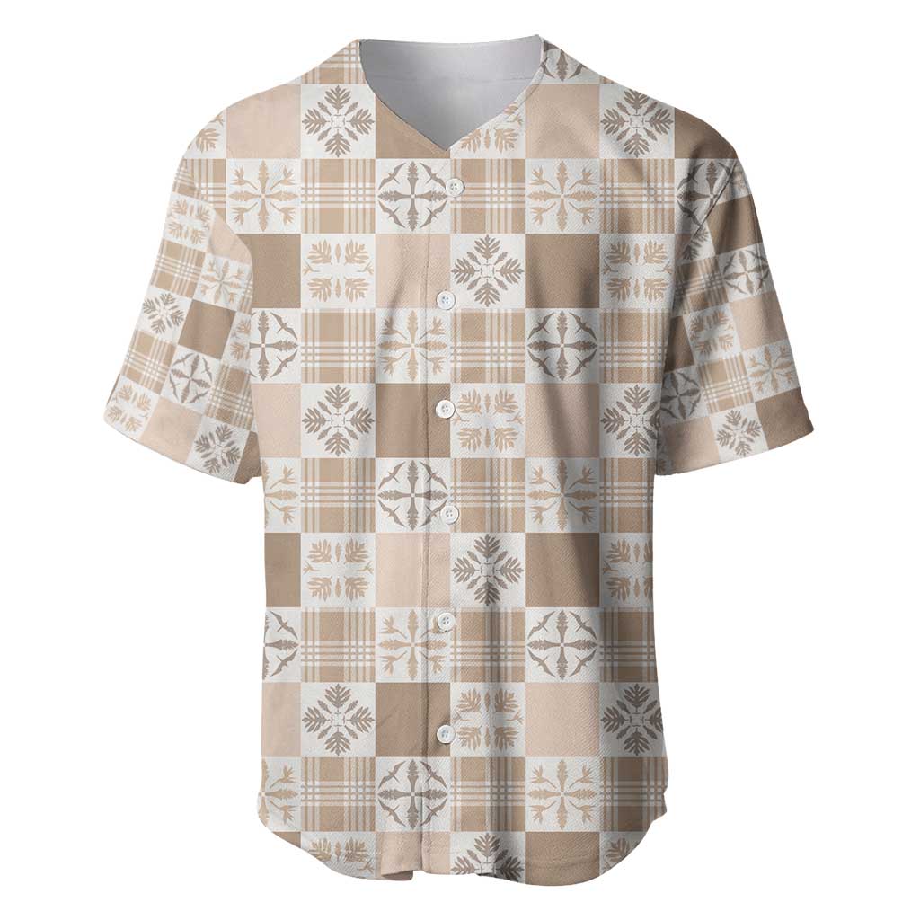Hawaiian Palaka Quilt Pattern Baseball Jersey Hawaii Culture Bird of Paradise Exotic Motif - Polynesian Pride