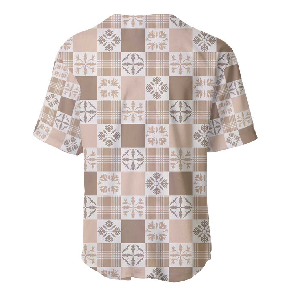Hawaiian Palaka Quilt Pattern Baseball Jersey Hawaii Culture Bird of Paradise Exotic Motif - Polynesian Pride
