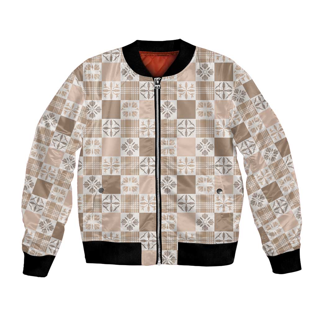 Hawaiian Palaka Quilt Pattern Bomber Jacket Hawaii Culture Bird of Paradise Exotic Motif - Polynesian Pride