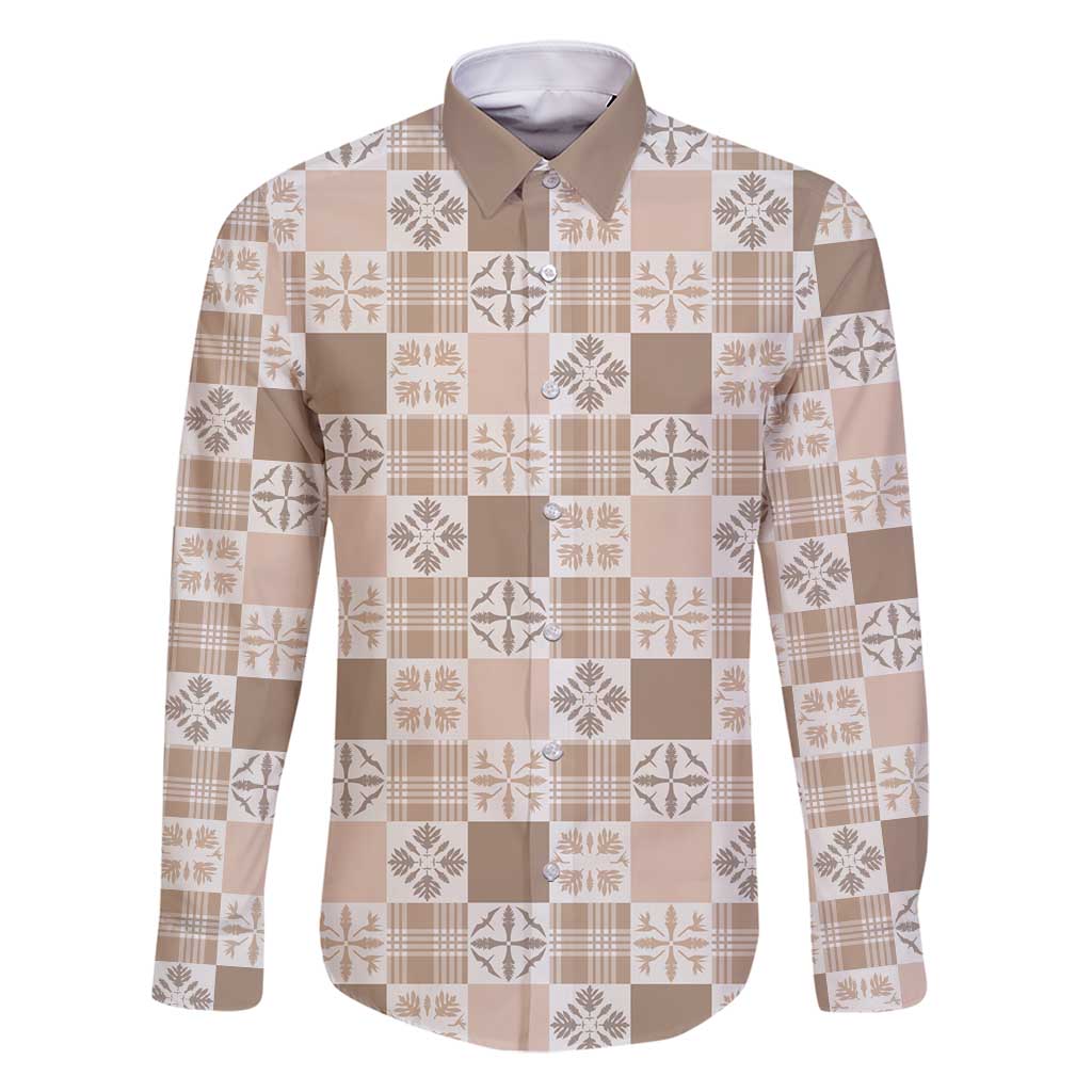 Hawaiian Palaka Quilt Pattern Family Matching Long Sleeve Bodycon Dress and Hawaiian Shirt Hawaii Culture Bird of Paradise Exotic Motif - Polynesian Pride