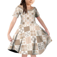 Hawaiian Palaka Quilt Pattern Family Matching Off Shoulder Short Dress and Hawaiian Shirt Hawaii Culture Bird of Paradise Exotic Motif - Polynesian Pride