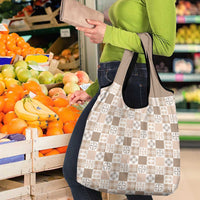 Hawaiian Palaka Quilt Pattern Grocery Bag Hawaii Culture Bird of Paradise Exotic Motif - Polynesian Pride