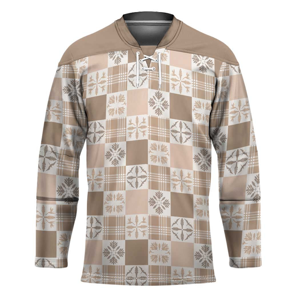 Hawaiian Palaka Quilt Pattern Hockey Jersey Hawaii Culture Bird of Paradise Exotic Motif - Polynesian Pride